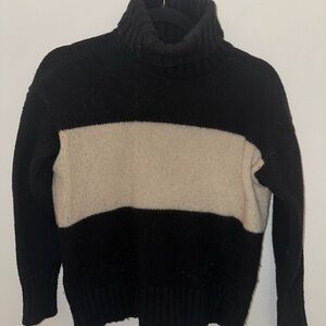 Polo Ralph Lauren Black and Cream Women's Turtleneck Sweater